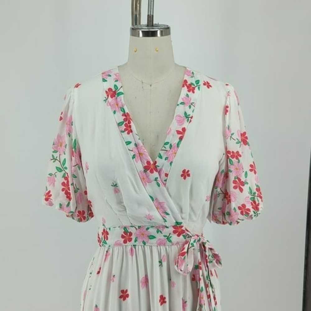 Draper James Floral Maxi Wrap Dress White Pink S … - image 3