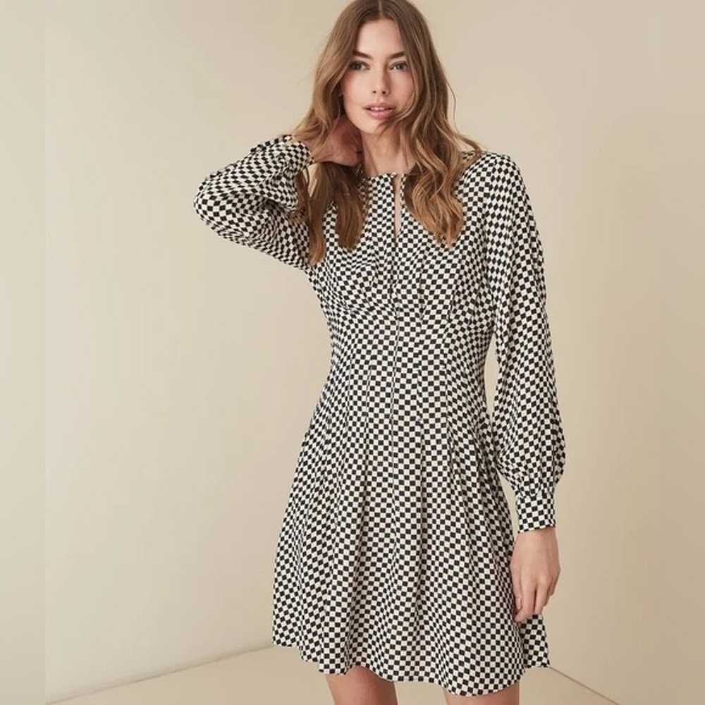 Reiss Edna Check Printed Fit and Flare Dress - US… - image 1