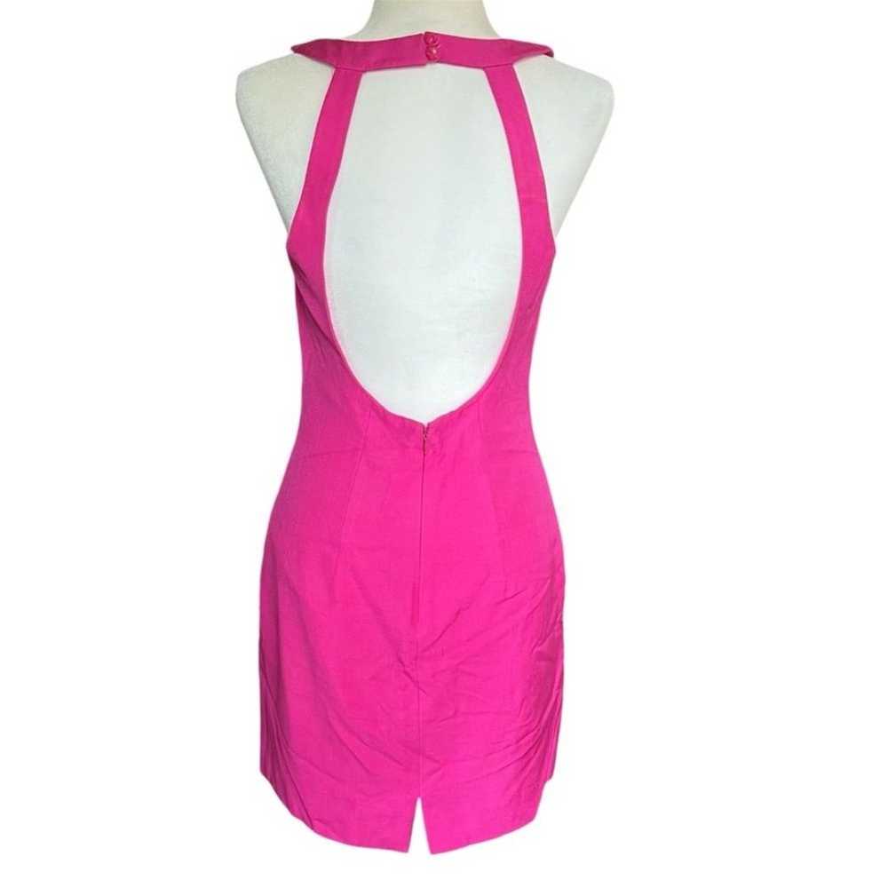 Vintage Kay Unger 100% silk hot pink open low bac… - image 3