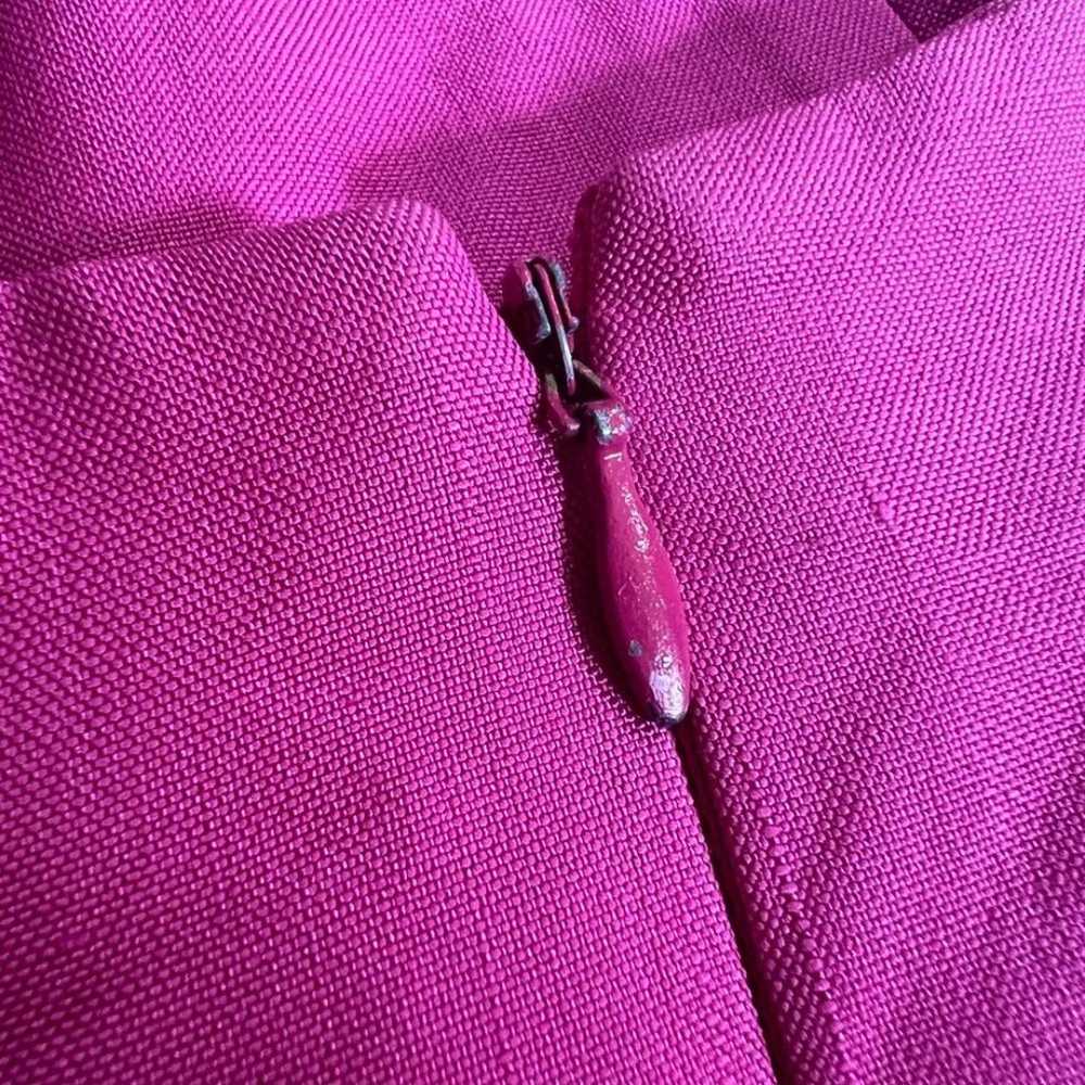 Vintage Kay Unger 100% silk hot pink open low bac… - image 7