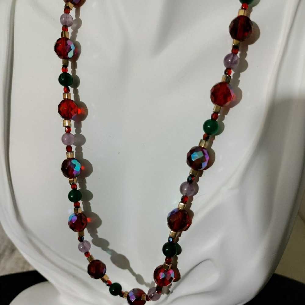 Red AB Glass Necklace - image 1