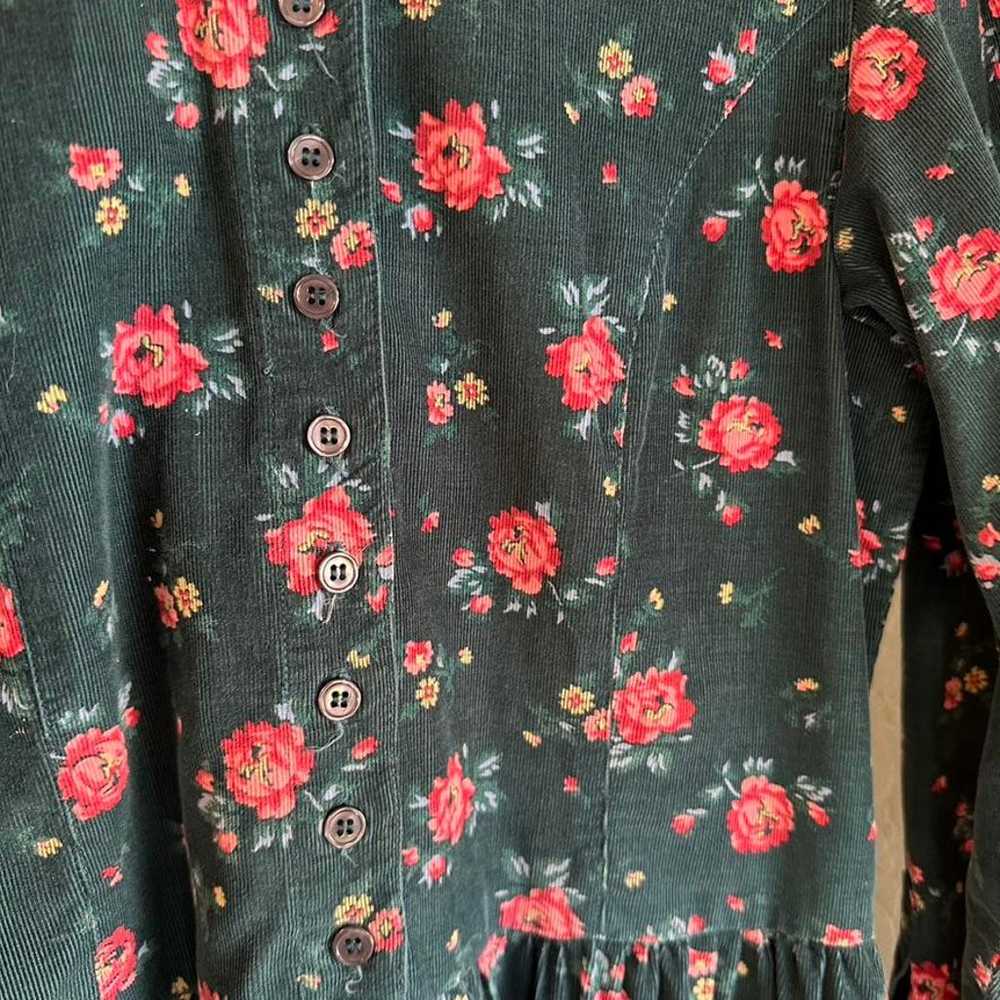 Vintage EDDIE BAUER Floral Button Corduroy Dress,… - image 12