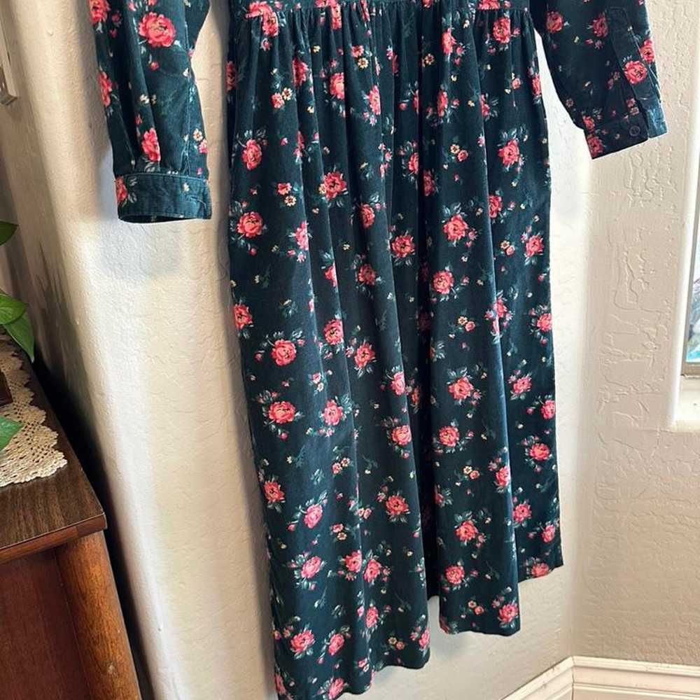 Vintage EDDIE BAUER Floral Button Corduroy Dress,… - image 6