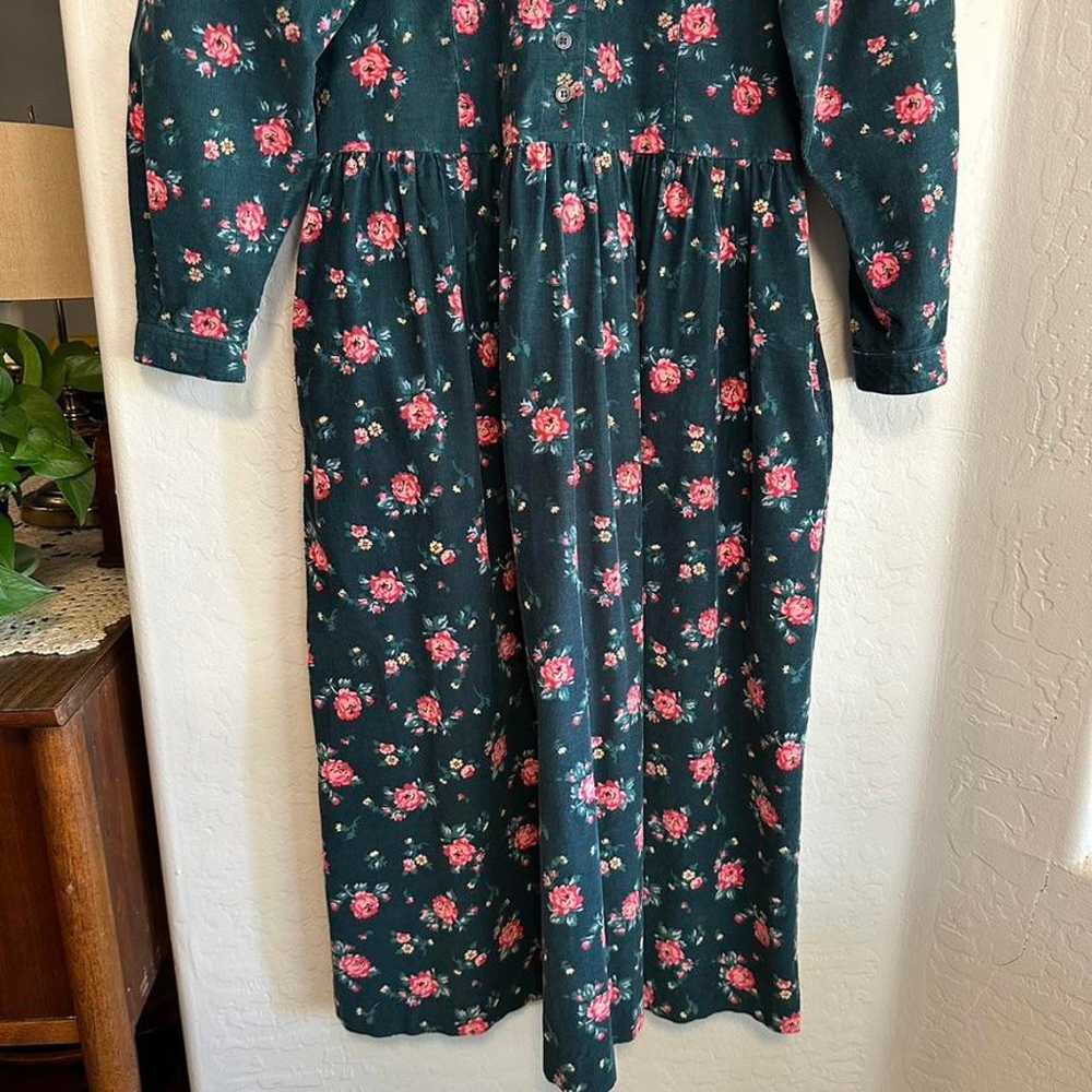 Vintage EDDIE BAUER Floral Button Corduroy Dress,… - image 8