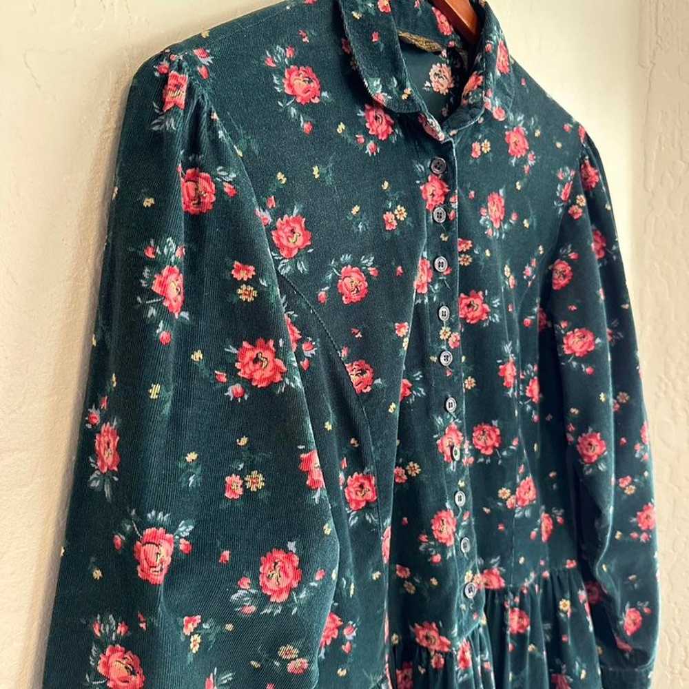 Vintage EDDIE BAUER Floral Button Corduroy Dress,… - image 9