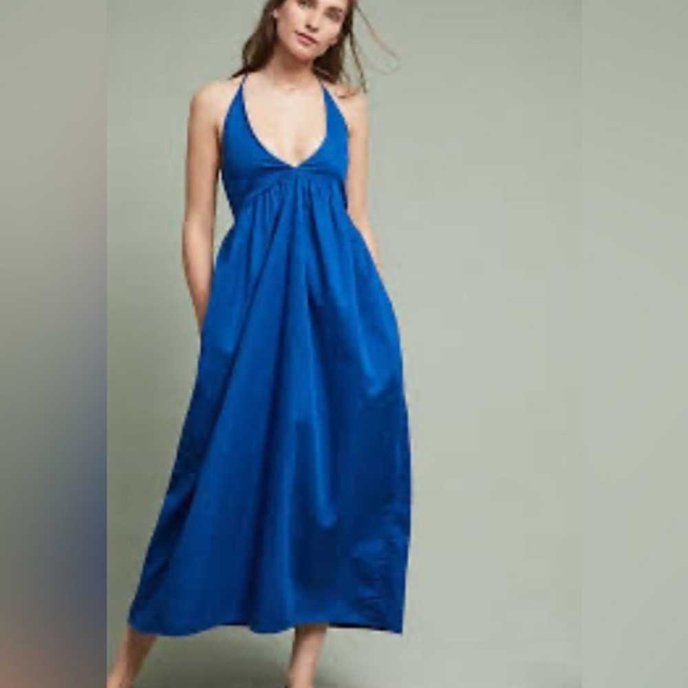 Anthropologie Lacausa Cobalt Blue 100% Cotton Aud… - image 2