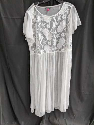 Vince Camuto Lace Breeze Ultra White Sheer Dress S