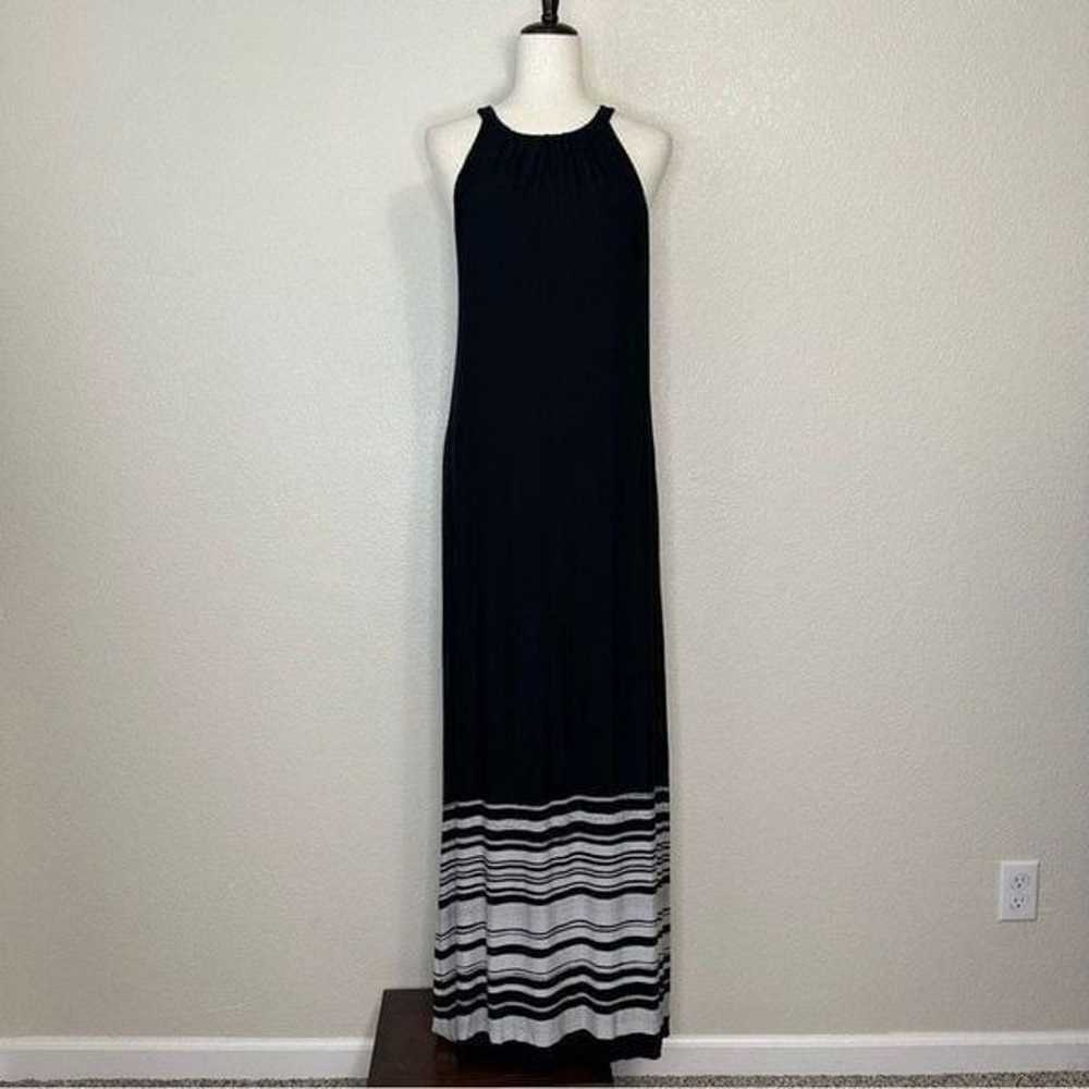 Soma Halter Black Gray Striped Maxi Dress - image 2