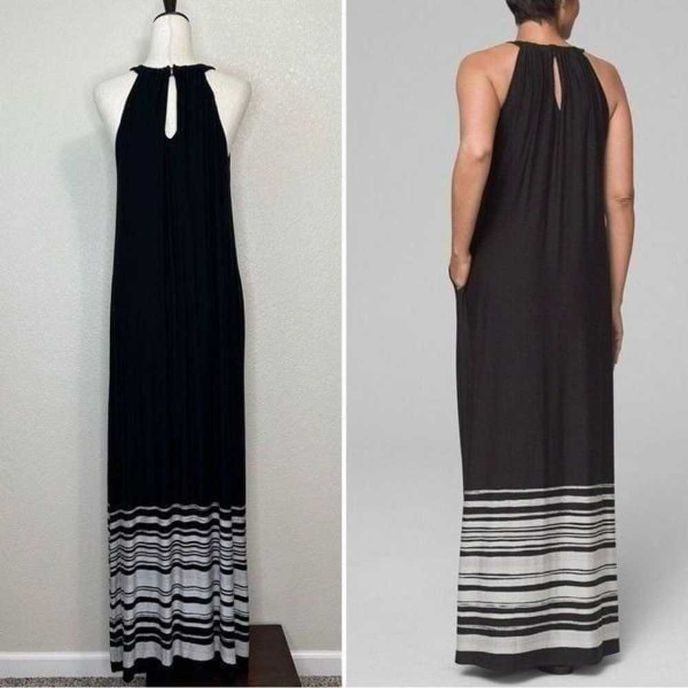 Soma Halter Black Gray Striped Maxi Dress - image 8