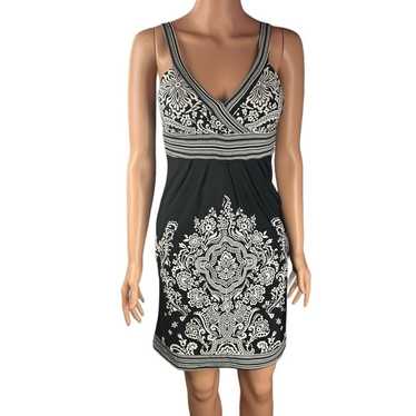 Anne Klein Sleeveless Dress Black White V-Neck Pad