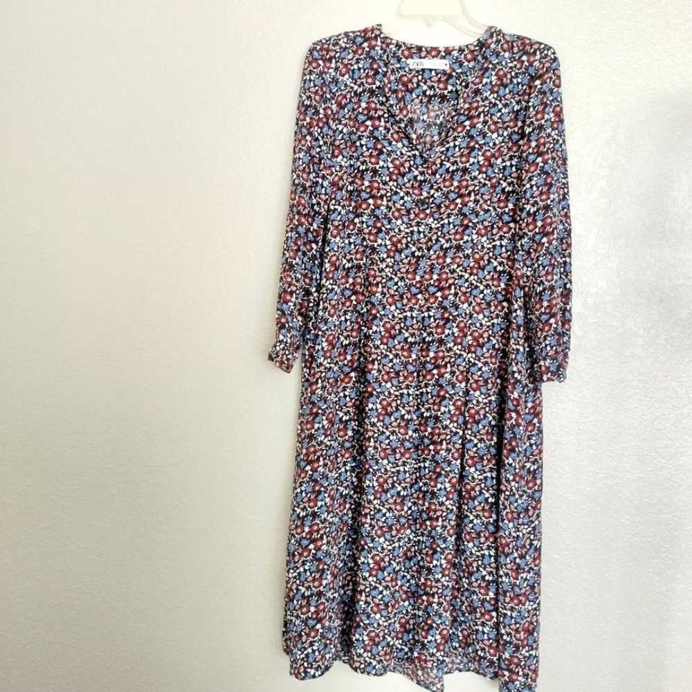 ZARA floral swing midi dress sz M - image 2