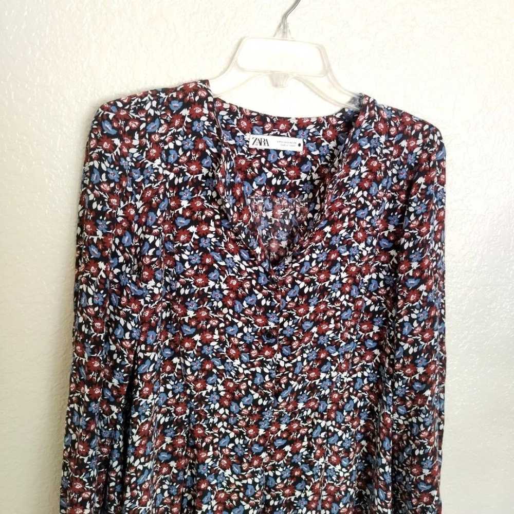 ZARA floral swing midi dress sz M - image 3