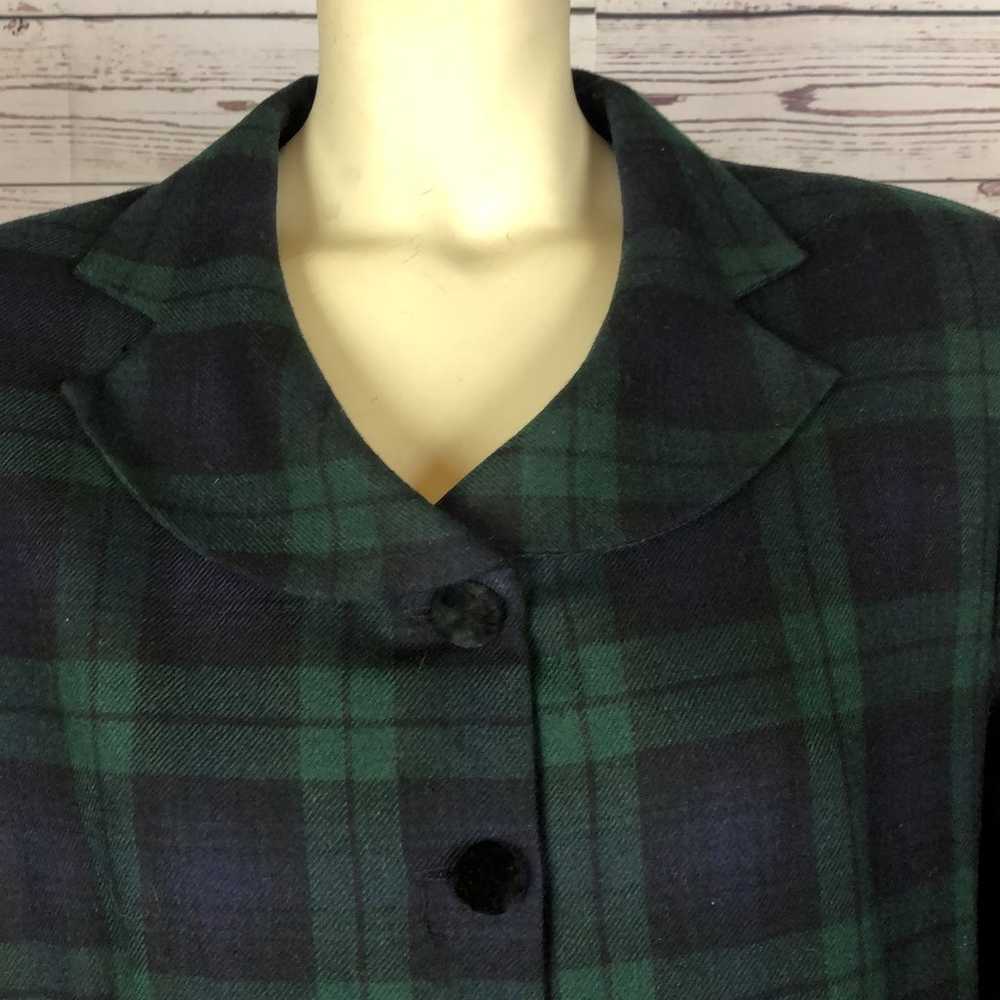 Vintage Brooks Brothers plaid Green & Navy coatdr… - image 3