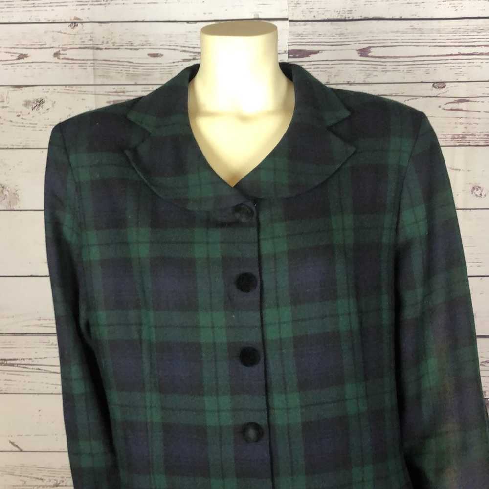 Vintage Brooks Brothers plaid Green & Navy coatdr… - image 4