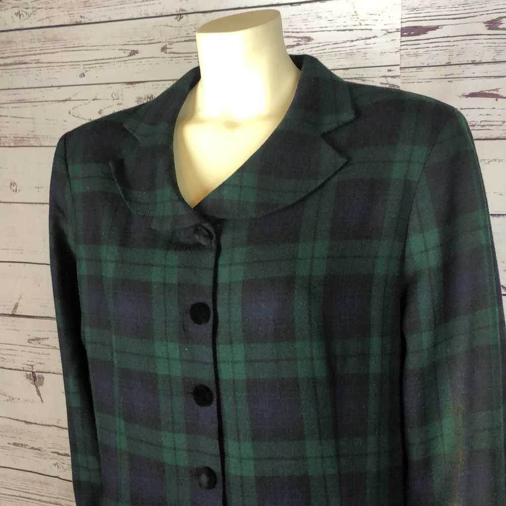 Vintage Brooks Brothers plaid Green & Navy coatdr… - image 5