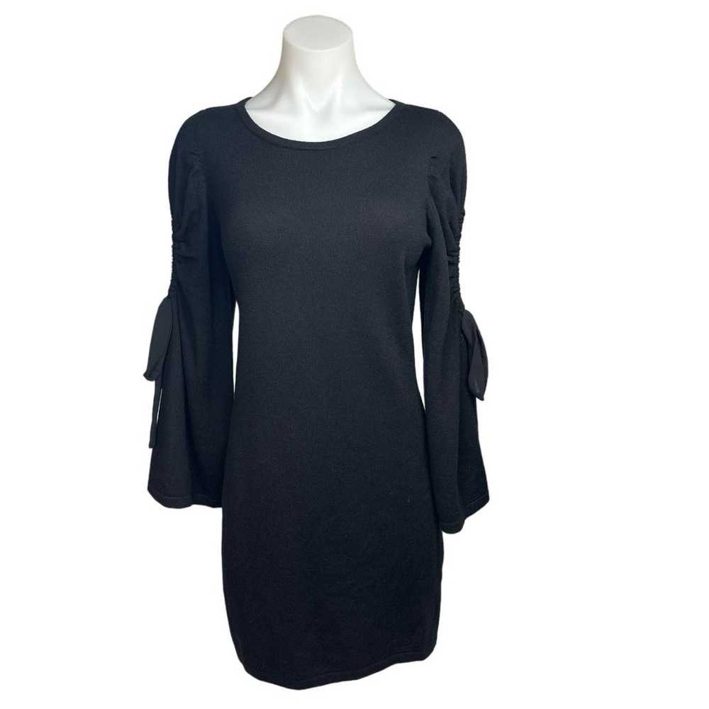 Club Monaco Black Wool Knit Bodycon Ribbon Cutout… - image 1