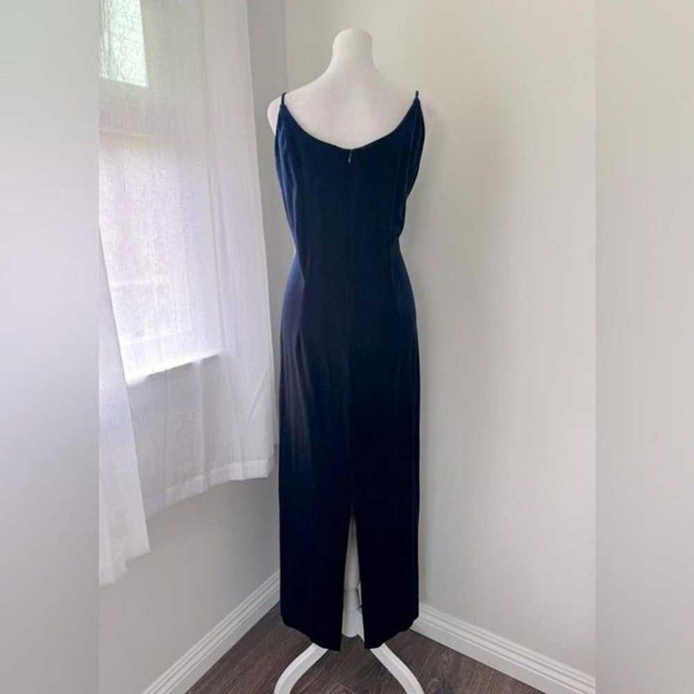 Vintage Y2K After Dark Blue Velvet Beaded Evening… - image 5