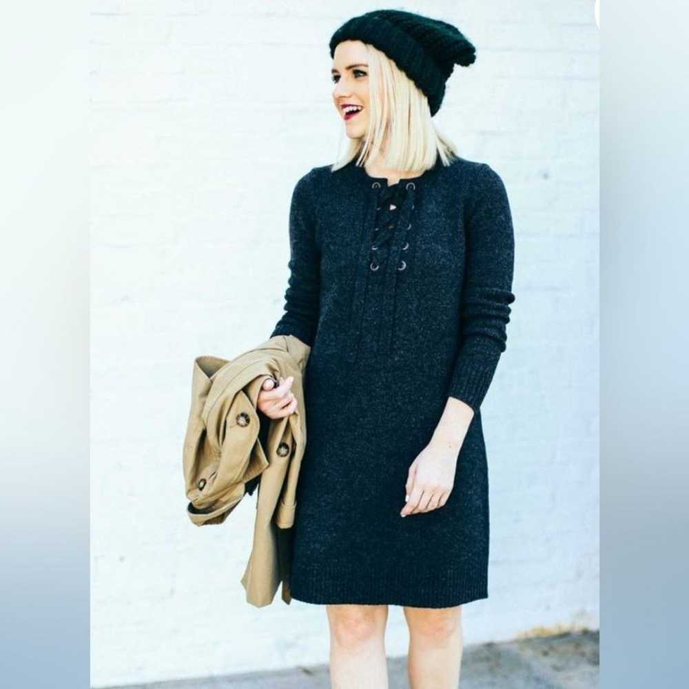 Madewell Lace Up Merino Wool Sweater Dress Minima… - image 10