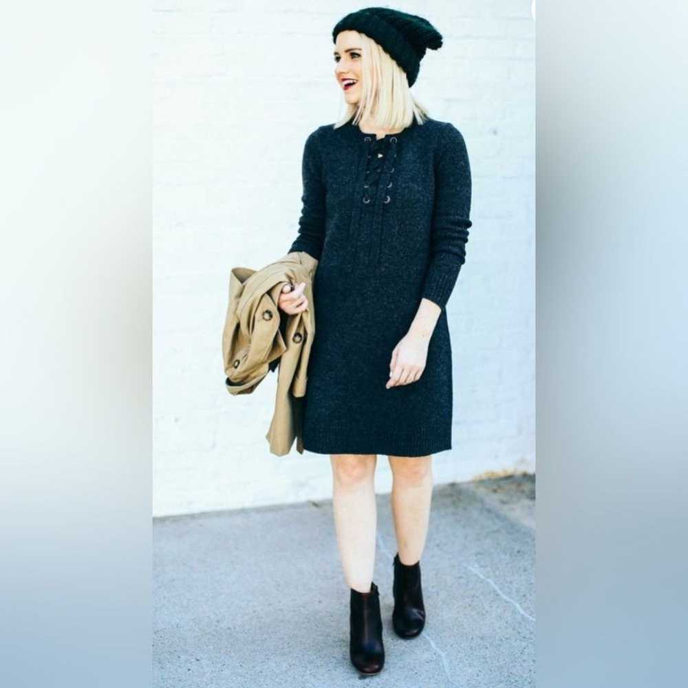 Madewell Lace Up Merino Wool Sweater Dress Minima… - image 1