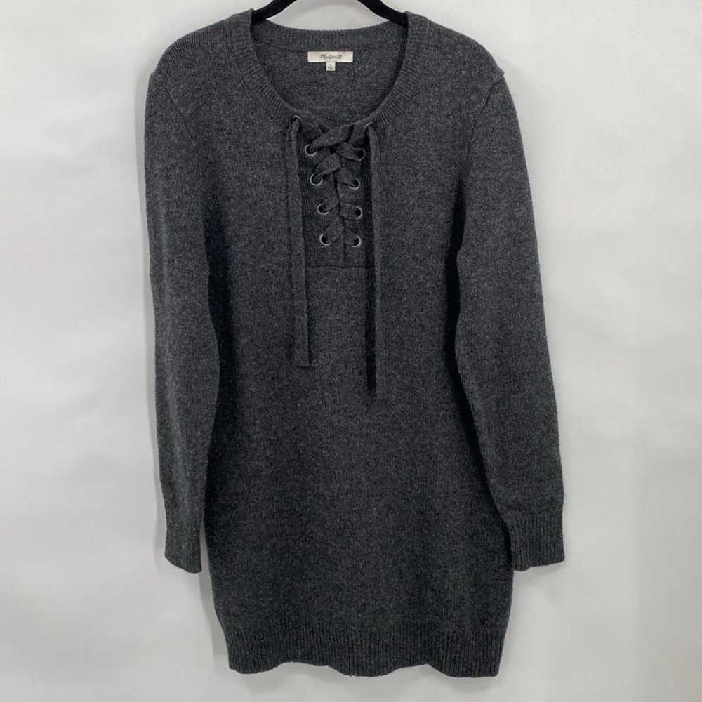 Madewell Lace Up Merino Wool Sweater Dress Minima… - image 3