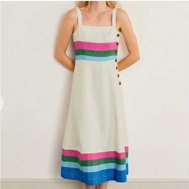 BODEN Willa Linen Blend Color Block Boho Midi Shi… - image 1