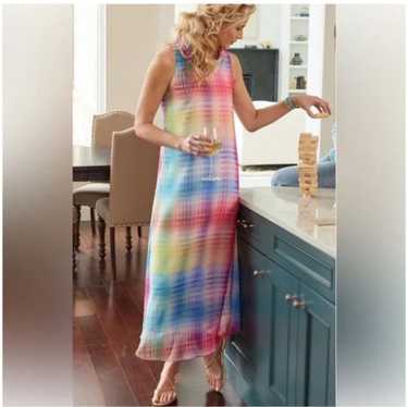 Soft Surroundings Carnevale Multi Plaid Maxi Dress