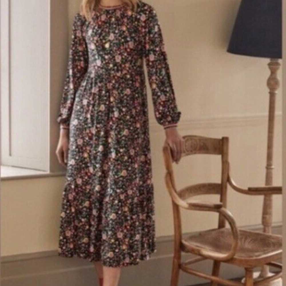 Boden Floral Long Sleeve Mulit Color Midi Dress F… - image 1