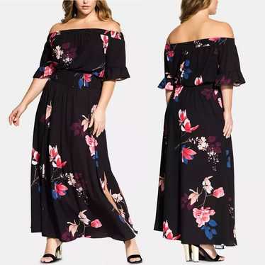 City Chic Floral Spring Lotus Off The Shoulder Lo… - image 1