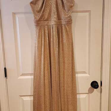 Lulu's gold glitter floor length stretch dress XL