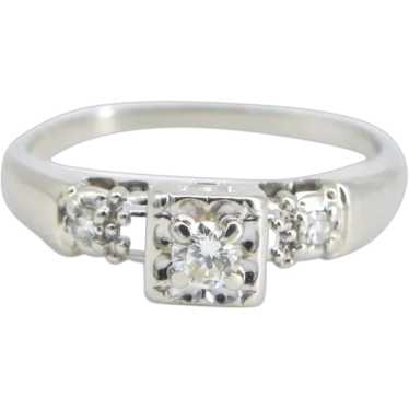 14K 1940's 0.17 Ctw Diamond Three Stone Promise R… - image 1