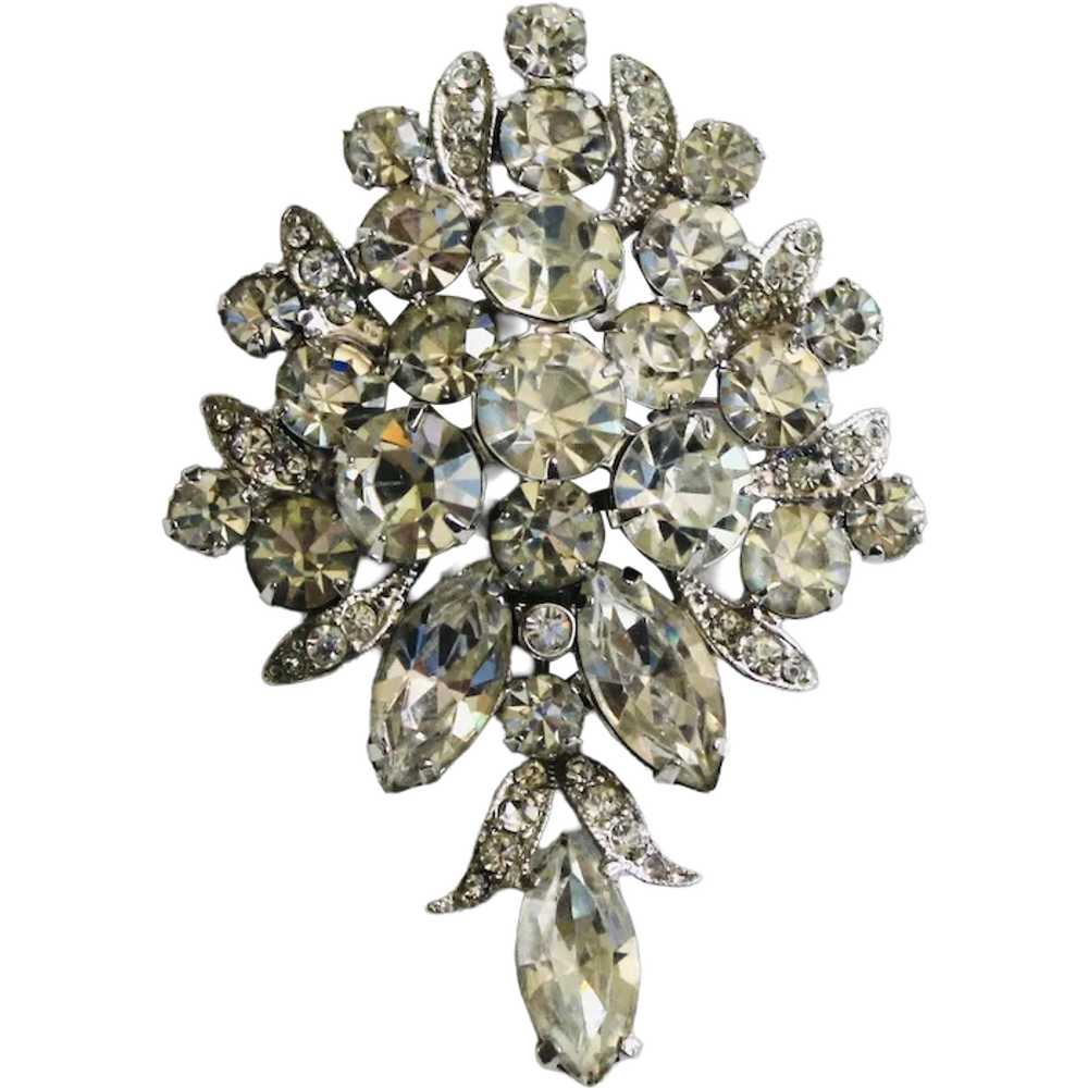 Lovely Eisenberg Ice Clear Rhinestone Brooch - image 1