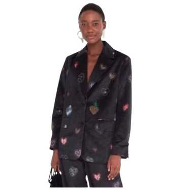 Farm Rio Farm Rio Dark Hearts Velvet Blazer