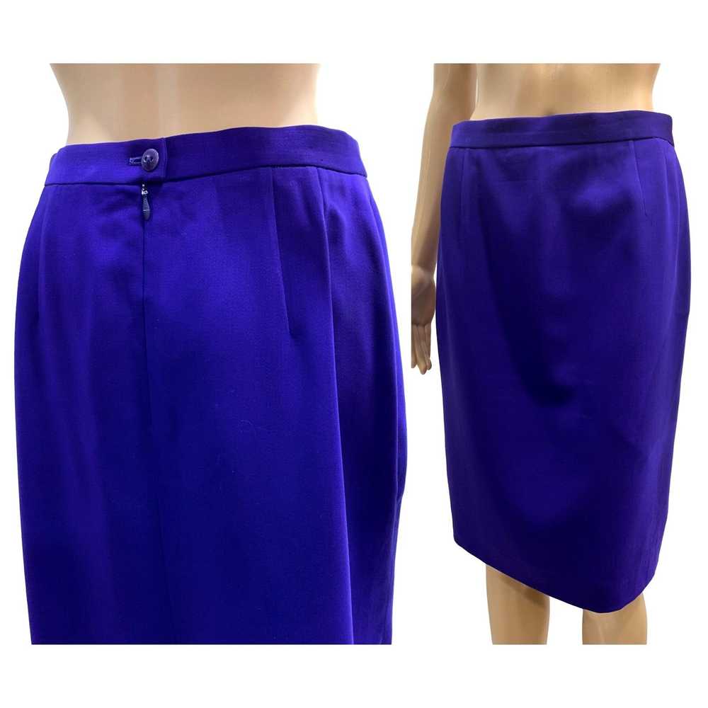 Escada Vintage Escada Royal Purple Wool Pencil Sk… - image 5