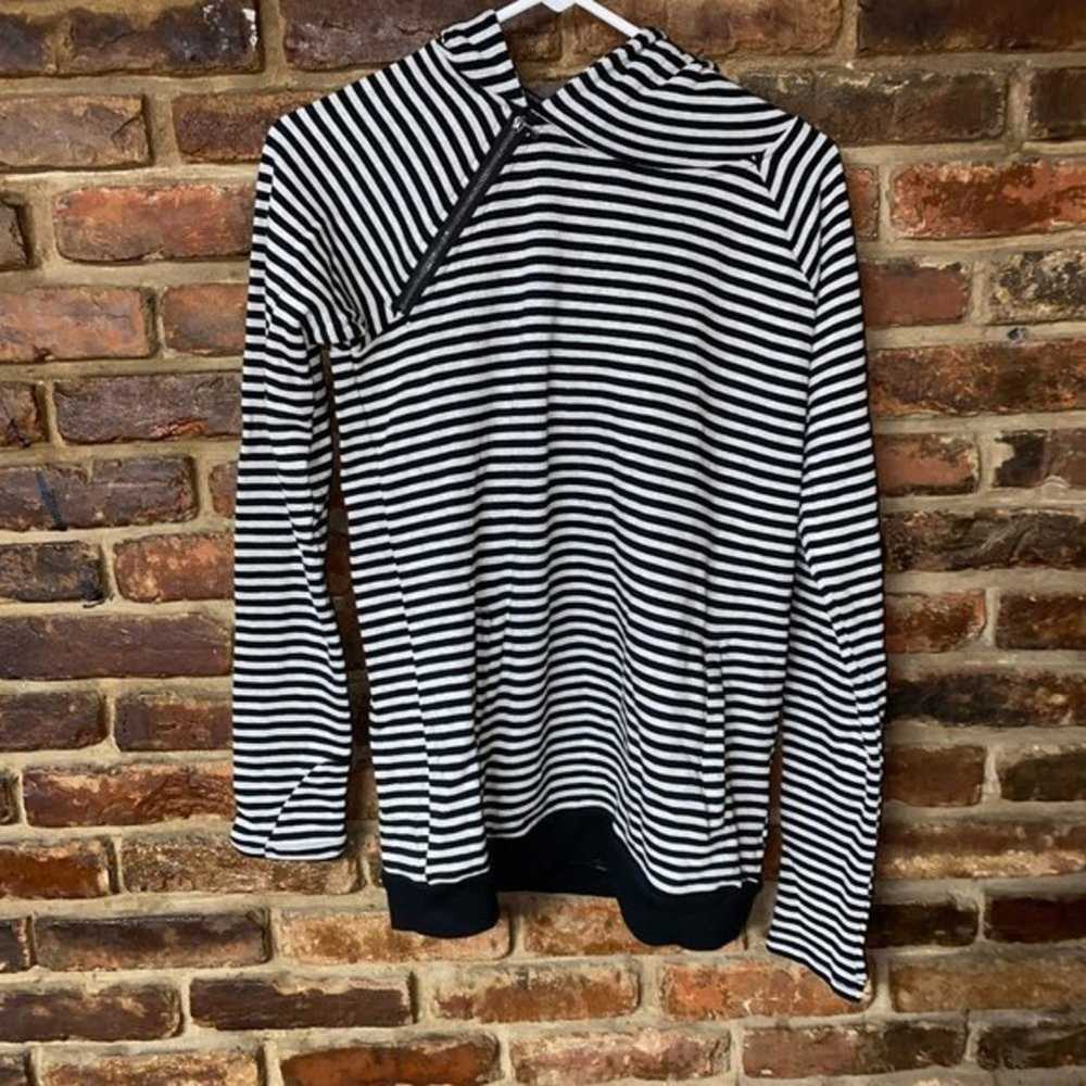 Cable & Gauge Black & White Striped 1/4 Zip Hoodi… - image 1