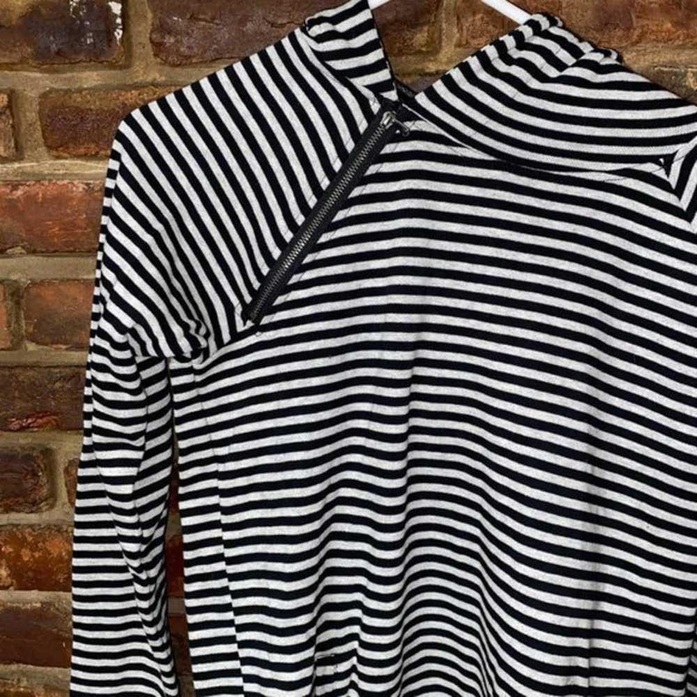 Cable & Gauge Black & White Striped 1/4 Zip Hoodi… - image 2