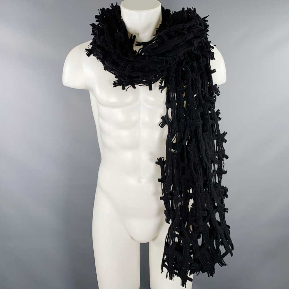 Yohji Yamamoto Black Wool WovenScarf - image 5