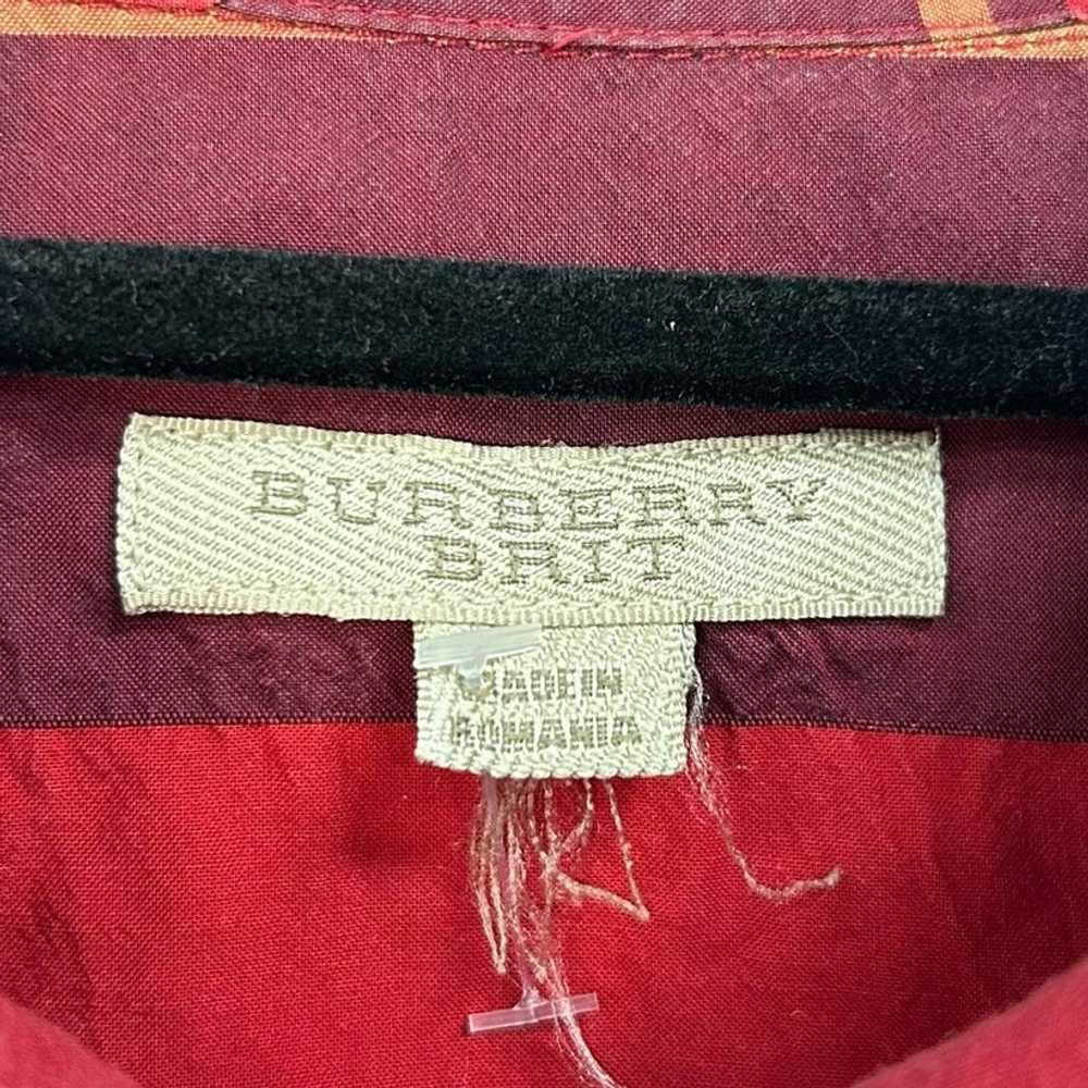 Burberry Brit Red Plaid Cotton Blend Long Sleeve … - image 2