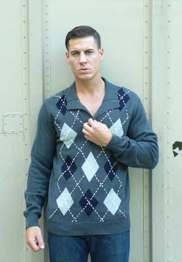 Tommy Hilfiger Tommy Hilfiger Gray & White Argyle… - image 1