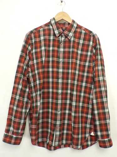 Gap Gap Red Green & White Slim Fit Plaid Shirt