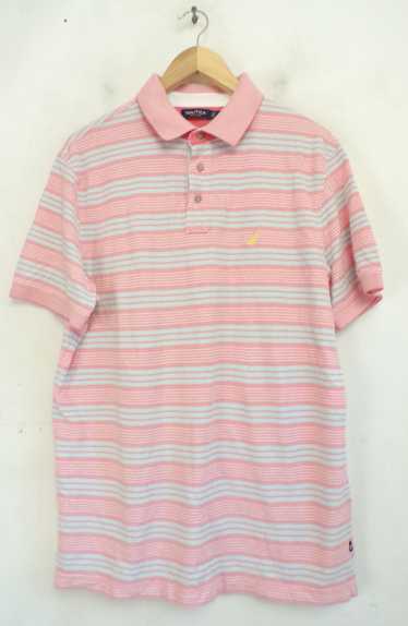 Nautica Nautica Light Red Blue & White Striped Pol