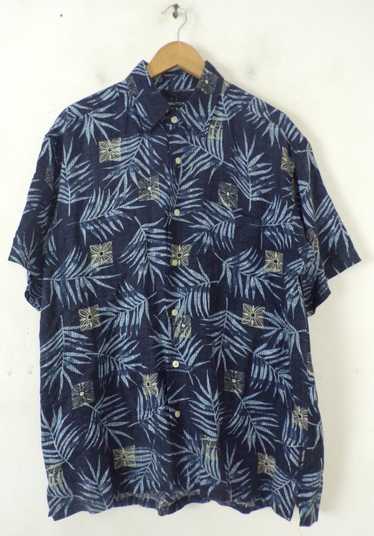 Nautica Nautica Blue Leaf Print Hawaiian Shirt