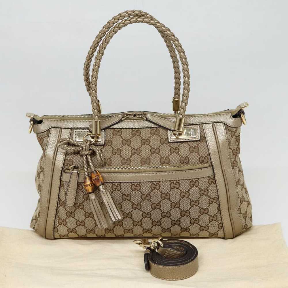 Gucci Bamboo Beige Canvas Handbag (Pre-Owned) - image 11