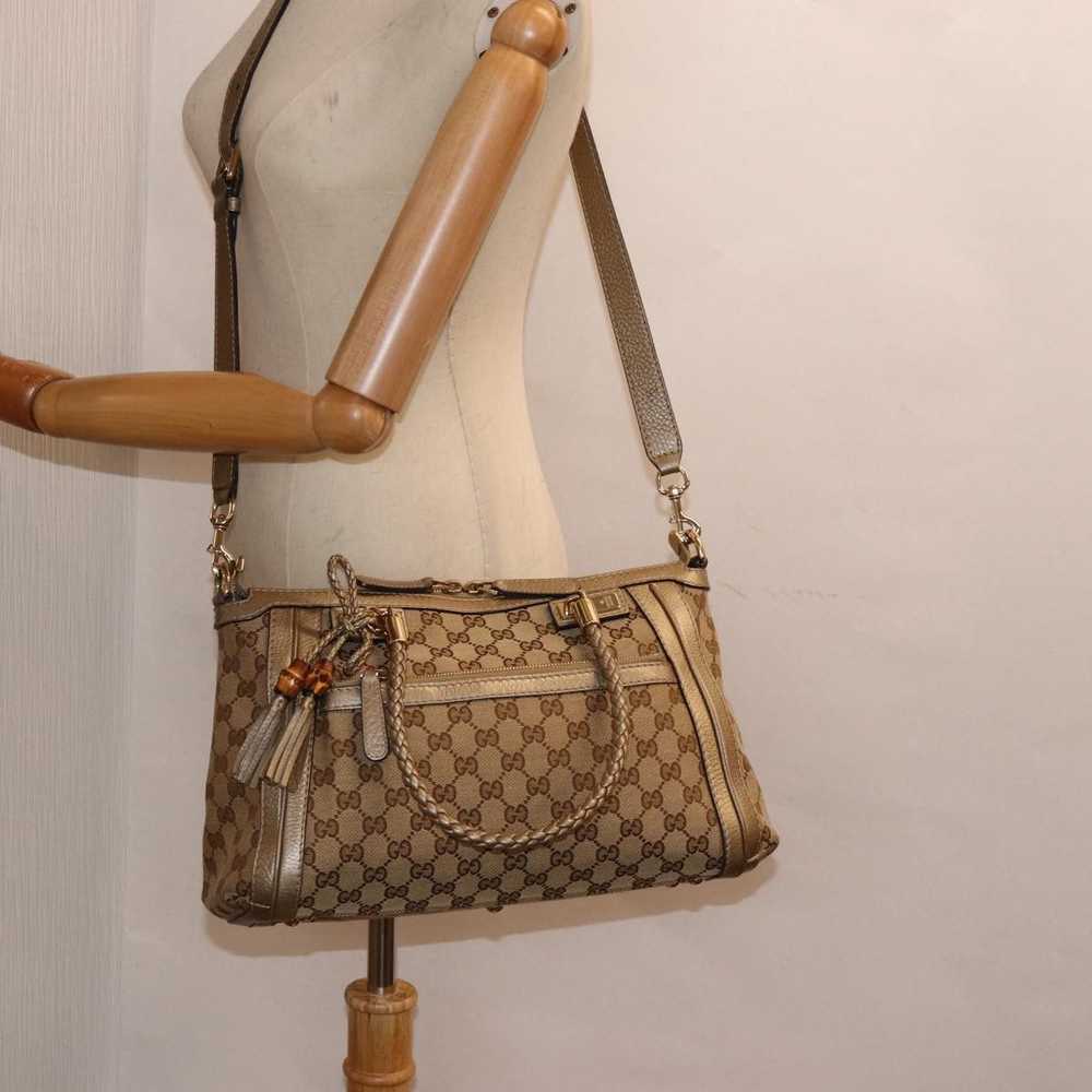 Gucci Bamboo Beige Canvas Handbag (Pre-Owned) - image 12