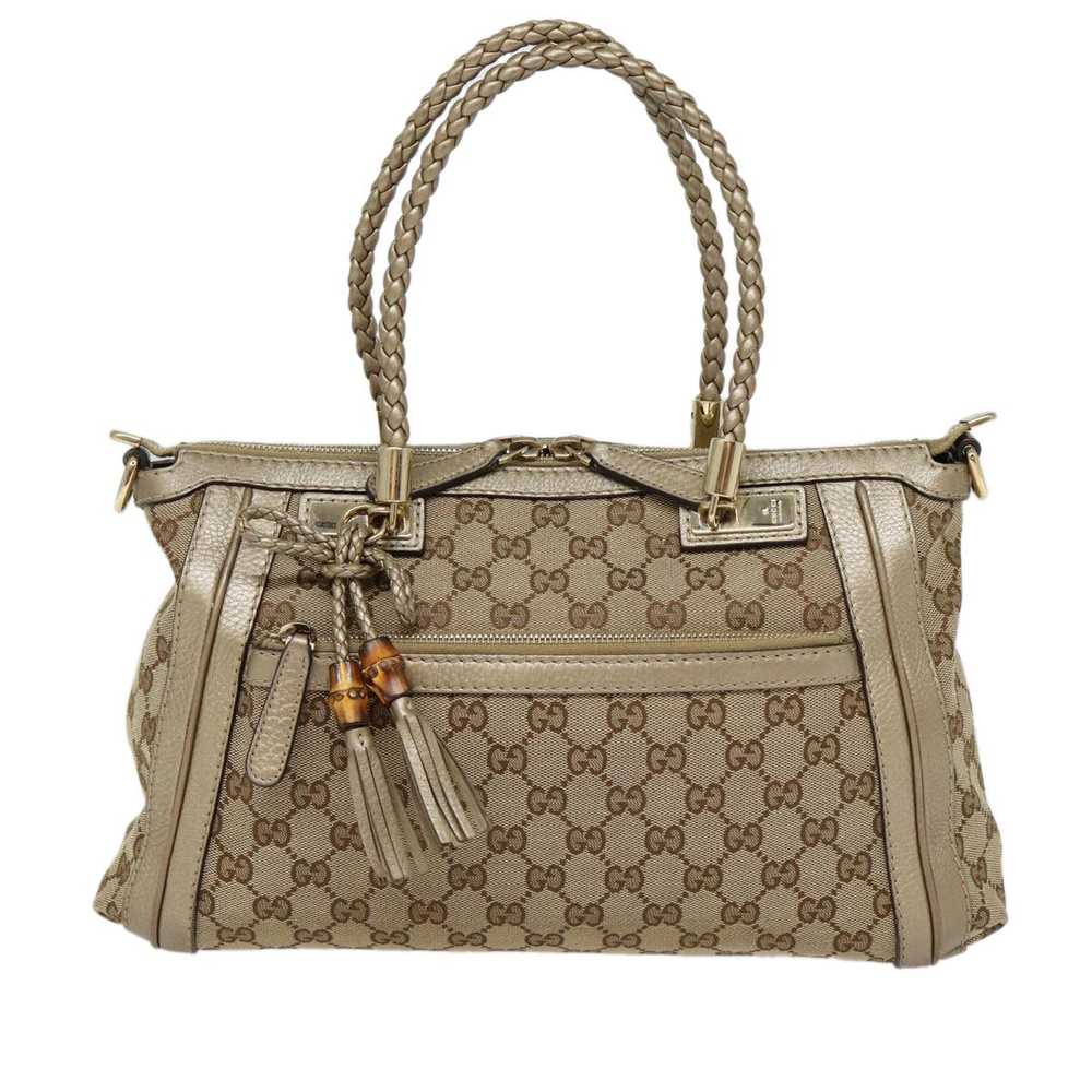 Gucci Bamboo Beige Canvas Handbag (Pre-Owned) - image 1