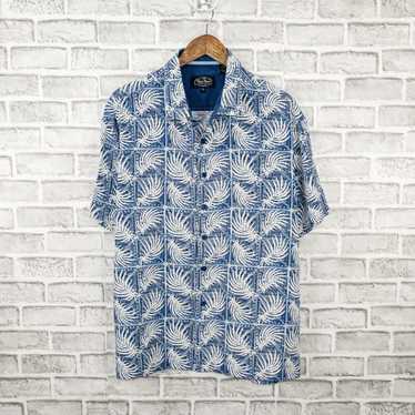 Nat Nast Luxury Originals Men's good XXL Silk/Cotton Blend Palm Leaf Aloha Camp Blue