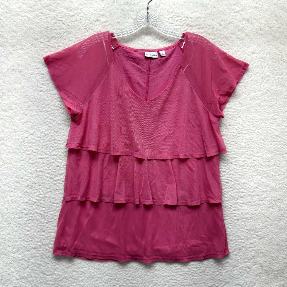 Pinko Pink Mesh Short Sleeve Layered Top for Wome… - image 1