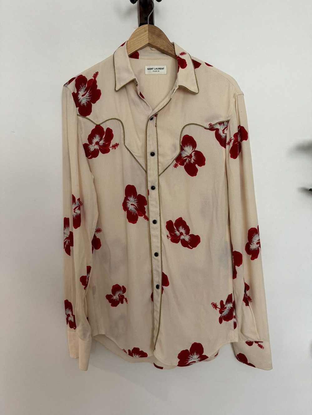 Saint Laurent Paris Rare Hedi hibiscus shirt - image 1