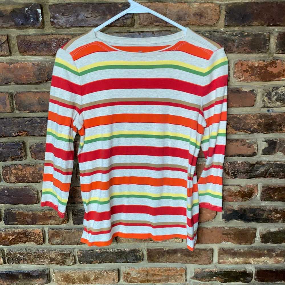 Other Talbots Multicolored Striped 3/4 Sleeve Top… - image 1