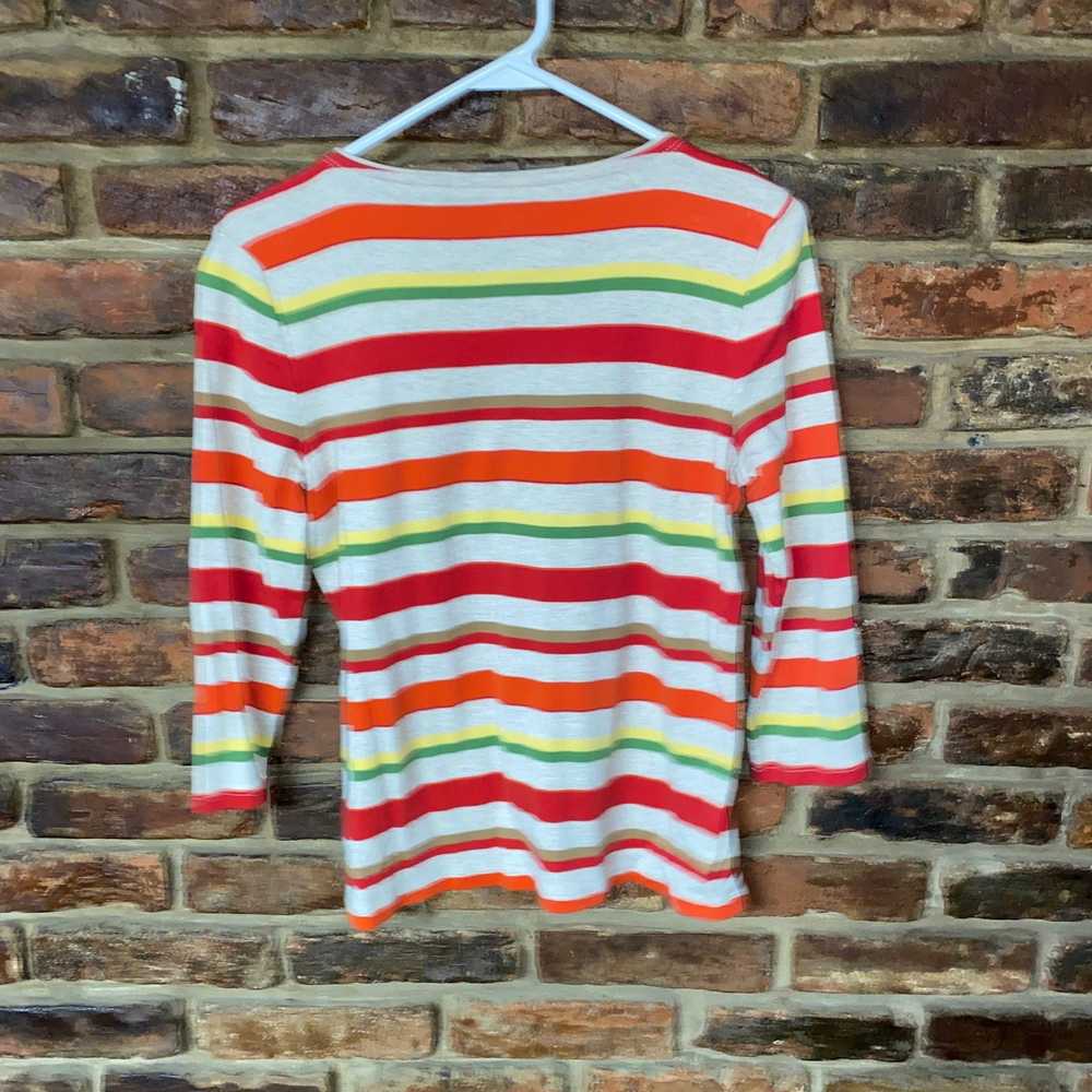 Other Talbots Multicolored Striped 3/4 Sleeve Top… - image 5