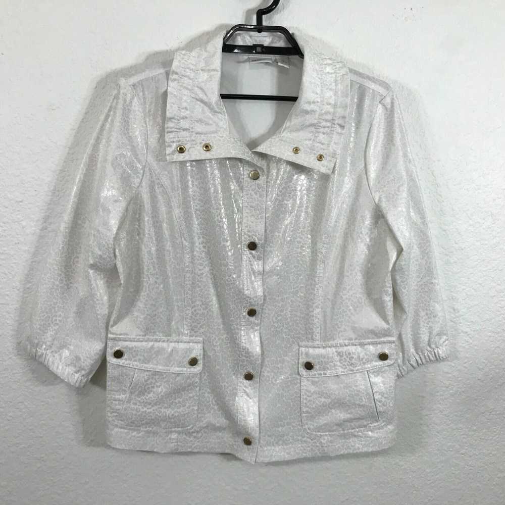 Vintage Chico's Zenergy Jacket Size 2 White Anima… - image 1